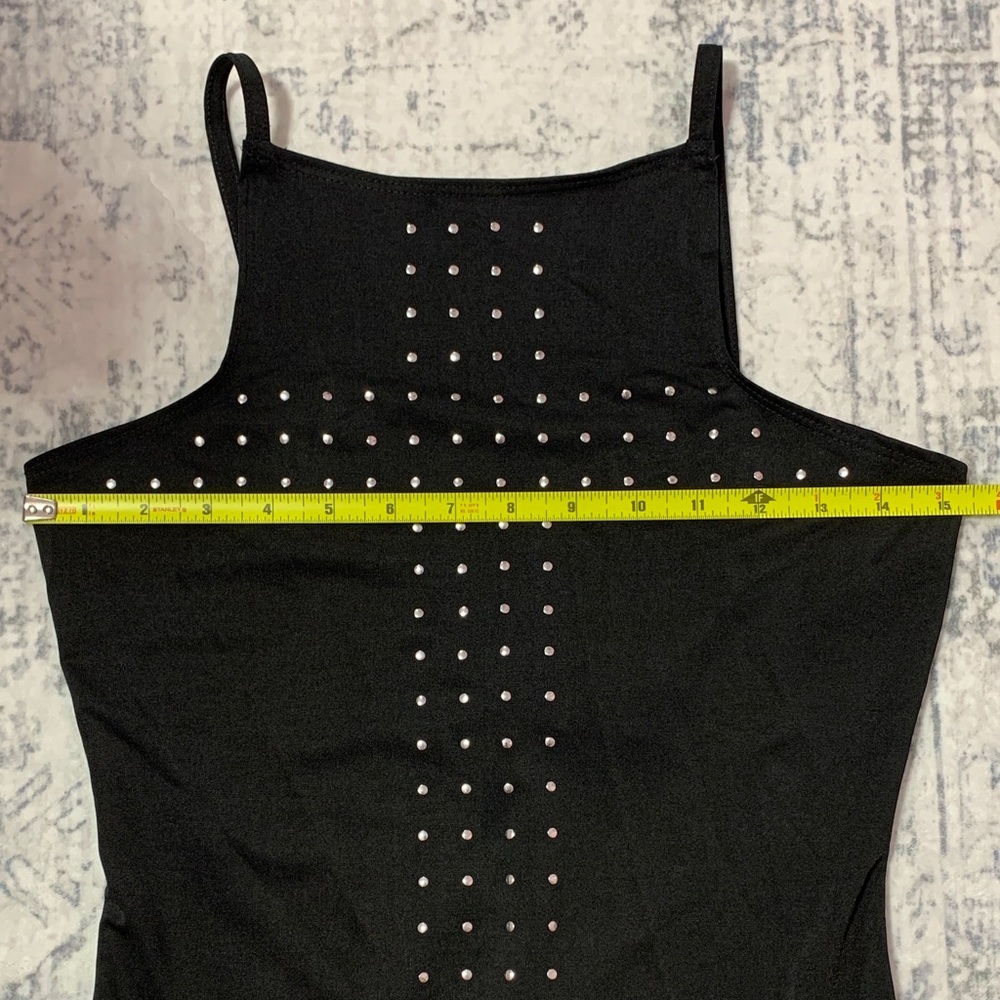 VTG Black Studded Mini Bodycon Dress S - Picture 5 of 6
